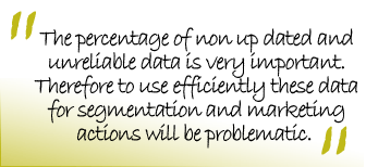 The percentage of non up dated and unreliable data is very important. Therefore to use efficiently these data for segmentation and marketing actions will be problematic.